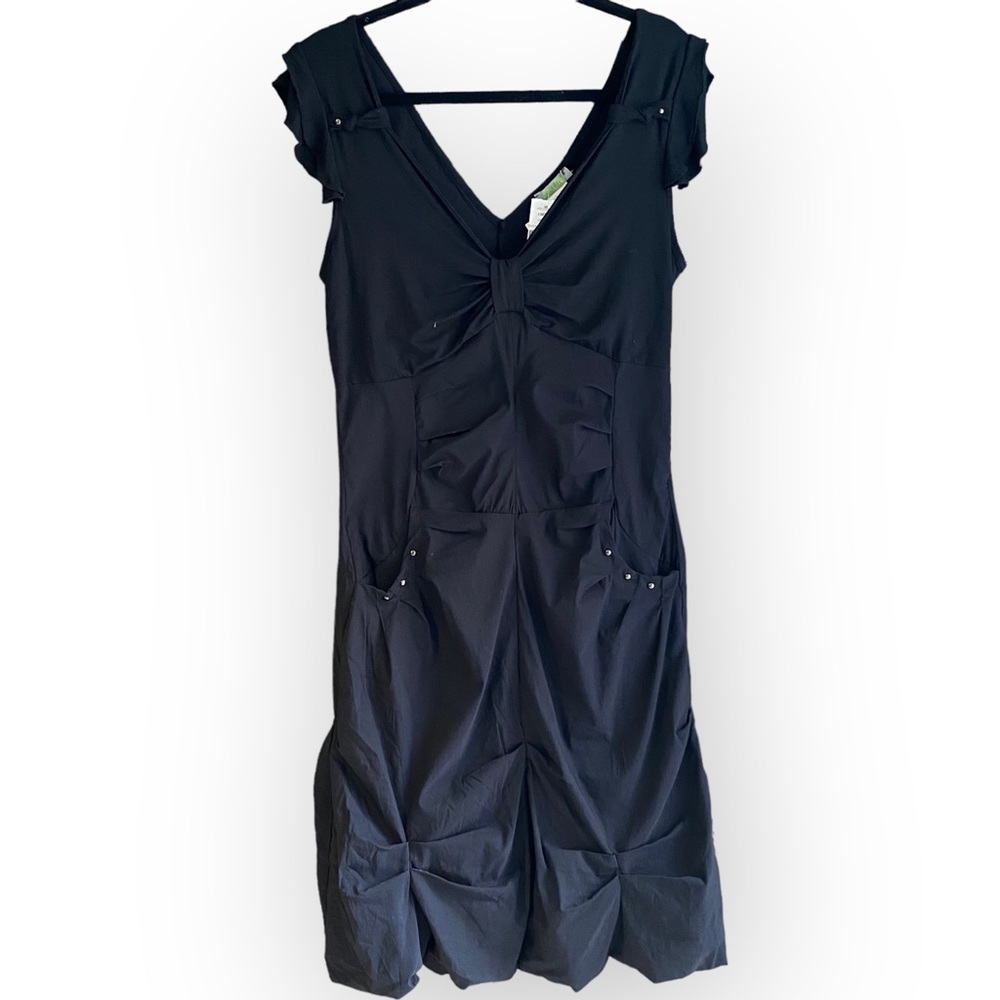 NWT Dolcezza Stretch Sleeveless Black Midi Dress Size Large